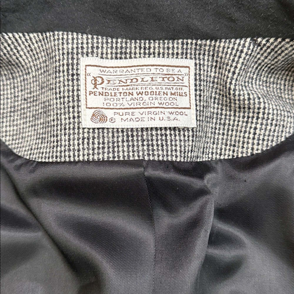 Pendleton Vintage Bomber Jacket Houndstooth Black… - image 7